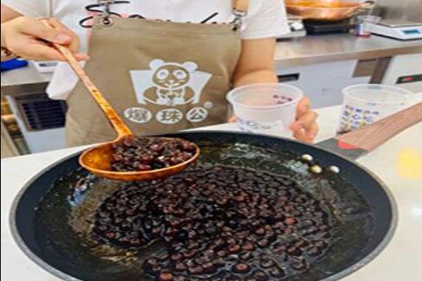 爆珠公老红糖珍珠奶茶